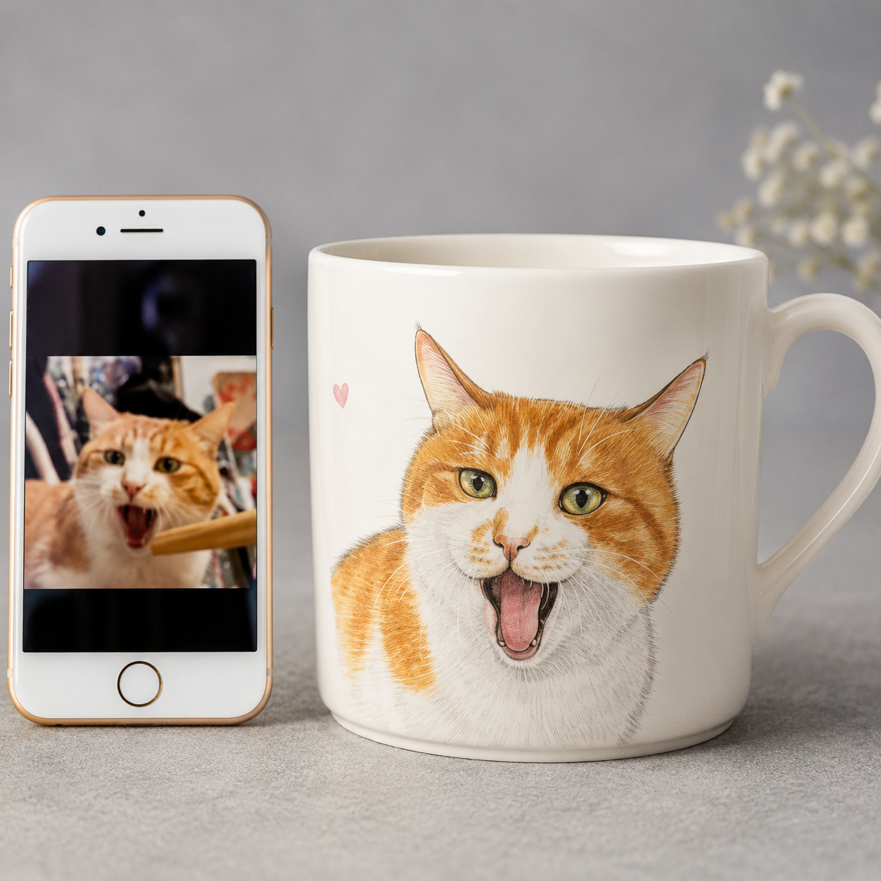 Custom Hand-Painted Pet Portrait Mug
