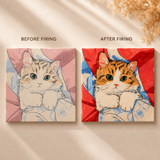 Custom Hand-Painted Porcelain Pet Portrait Tile