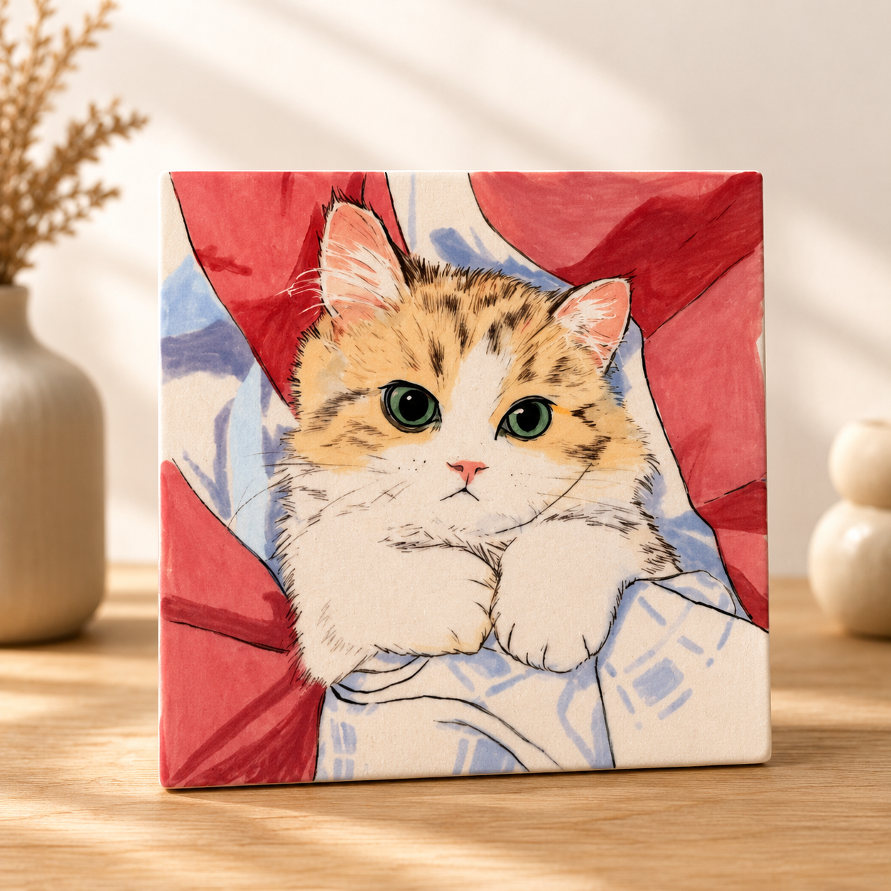 Custom Hand-Painted Porcelain Pet Portrait Tile