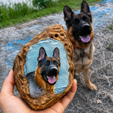 Custom Hand-Painted Natural Bark Pet Portrait